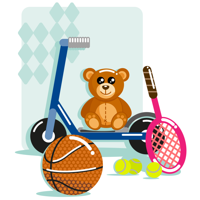 Teddy Tennis Bball Scooter 700x700px Berufsschutz Plus Schutzschild